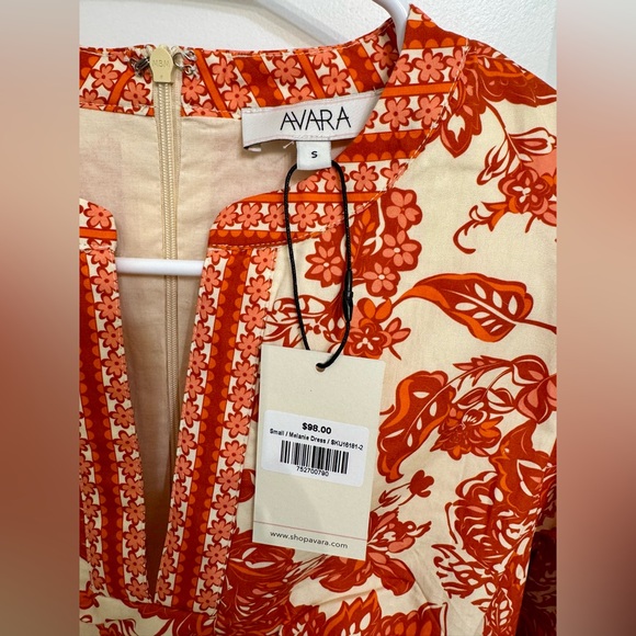 Avara Melanie Orange Floral Short Dress NWT - Picture 3 of 7